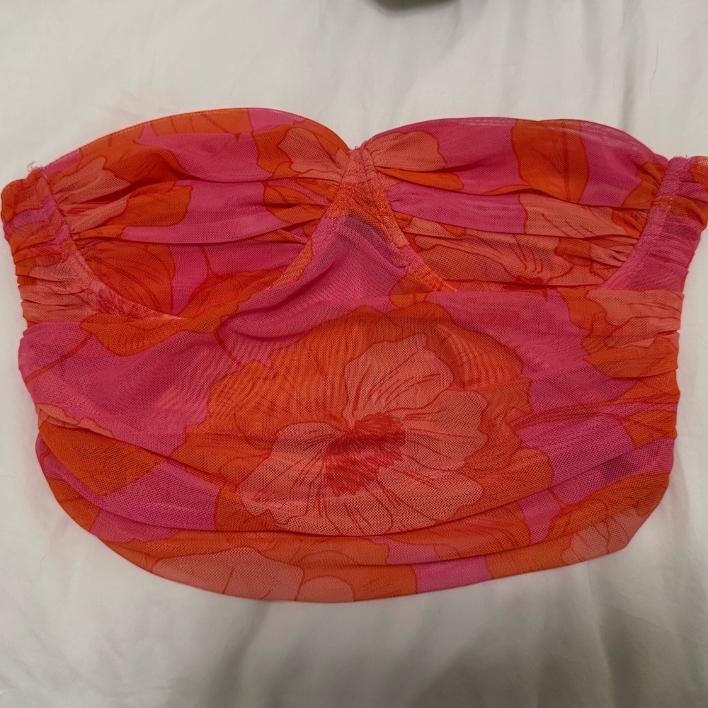 Zara Pink and Orange Floral Bustier